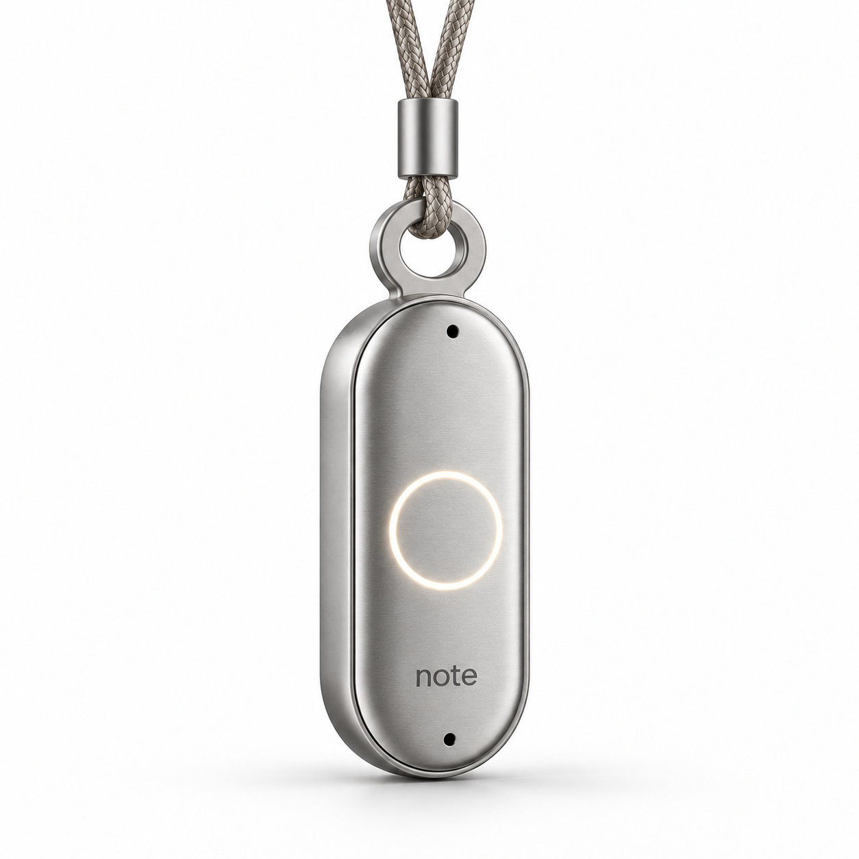 Note recorder in Moon Steel on a necklace cord